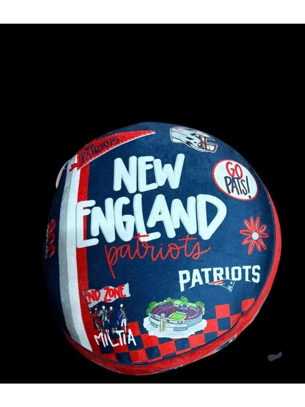 New England Patriots Pats NFL Football Plush Squish Pillow Round New with Tag